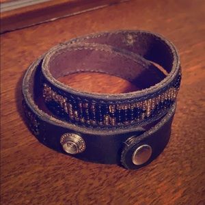 Beaded leopard wrap bracelet